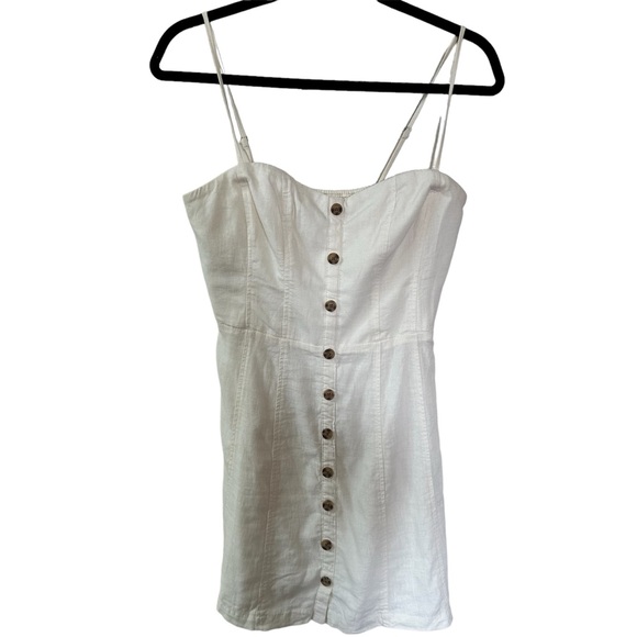 NWT! UO button up mini dress off white/cream removable straps size 8 - Picture 2 of 6